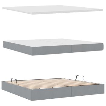 Aufbewahrungsbett mit Matratze Hellgrau 200 x 200 cm Kunstleder
