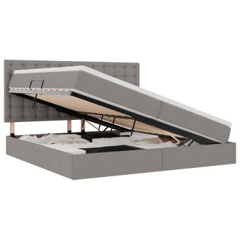 Aufbewahrungsbett mit Matratze Taupe 200 x 200 cm Kunstleder