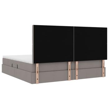 Aufbewahrungsbett mit Matratze Taupe 200 x 200 cm Kunstleder