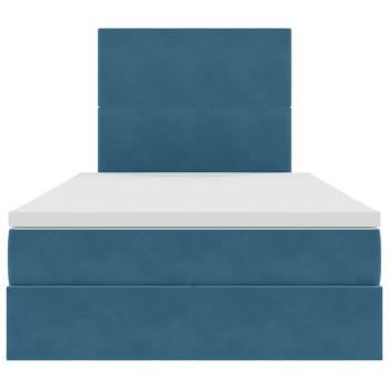 Bett mit Stauraum und LED mit Matratze Blau 120 x 190 cm Samt