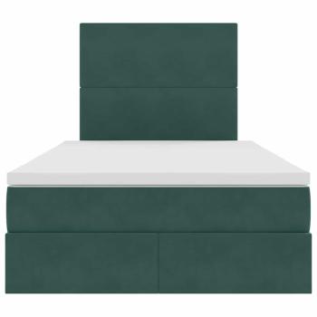 Bett mit Stauraum und LED Dunkelgrün 120 x 200 cm Samt