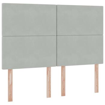 Bett mit Stauraum und LED Hellgrau 140 x 190 cm Samt