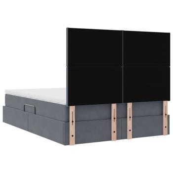 Bett mit Stauraum und LED Dunkelgrau 140 x 190 cm Samt