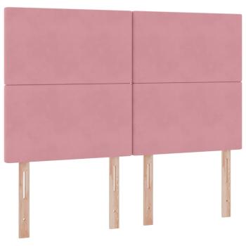 Bett mit Stauraum und LED mit Matratze Rosa 140 x 190 cm Samt