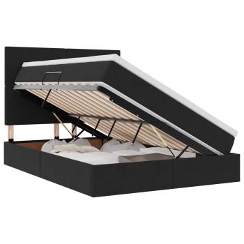 ARDEBO.de - Bett mit Stauraum und LED Schwarz 140 x 200 cm Samt