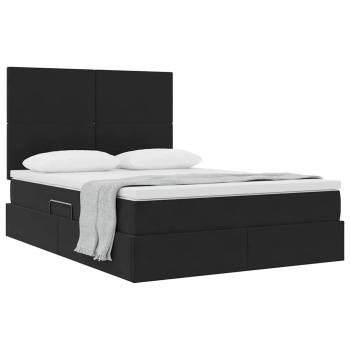 Bett mit Stauraum und LED Schwarz 140 x 200 cm Samt