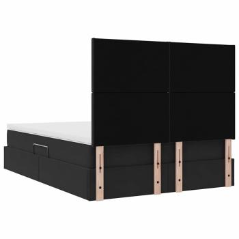 Bett mit Stauraum und LED Schwarz 140 x 200 cm Samt