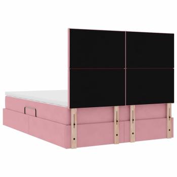 Bett mit Stauraum und LED mit Matratze Rosa 140 x 200 cm Samt