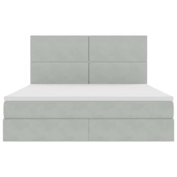 ARDEBO.de - Bett mit Stauraum und LED Hellgrau 160 x 200 cm Samt