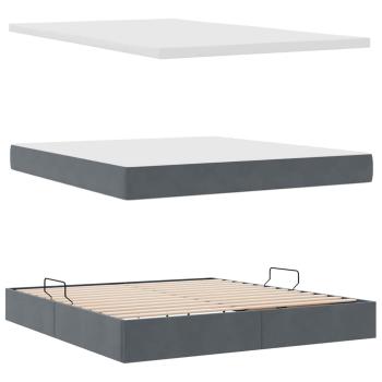 Bett mit Stauraum und LED Dunkelgrau 160 x 200 cm Samt