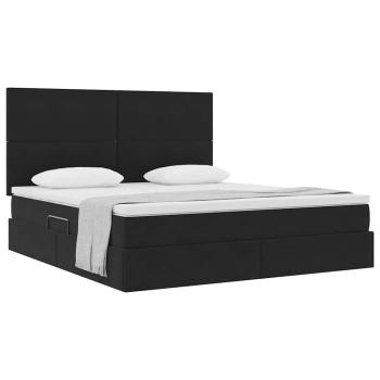 ARDEBO.de - Bett mit Stauraum und LED Schwarz 180 x 200 cm Samt