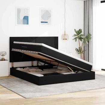 Aufbewahrungsbett mit Matratze Schwarz 180 x 200 cm Samt