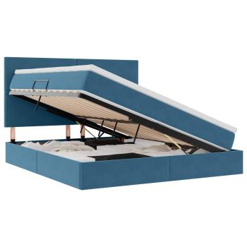 Bett mit Stauraum und LED Dunkelblau 180 x 200 cm Samt