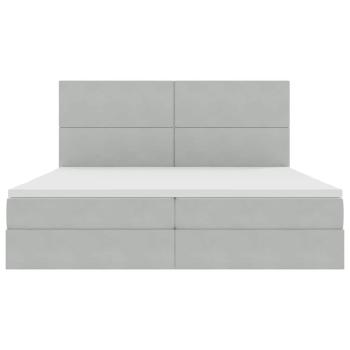 Bett mit Stauraum und LED Hellgrau 200 x 200 cm Samt