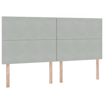 Bett mit Stauraum und LED Hellgrau 200 x 200 cm Samt