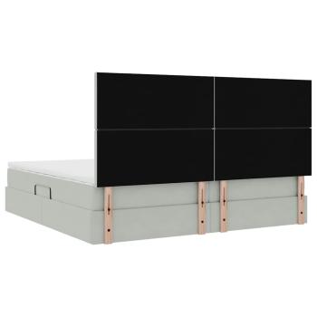Bett mit Stauraum und LED Hellgrau 200 x 200 cm Samt