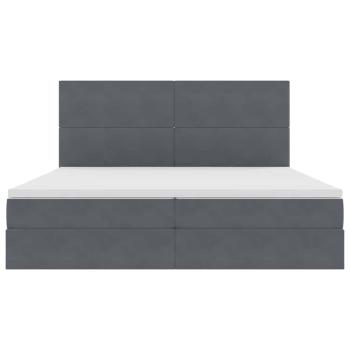 Bett mit Stauraum und LED Dunkelgrau 200 x 200 cm Samt