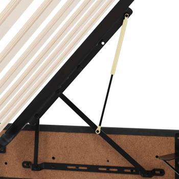 Bett mit Stauraum und LED Schwarz 200 x 200 cm Samt