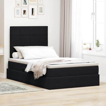 ARDEBO.de - Bett mit Stauraum und LED Schwarz 120 x 190 cm Samt