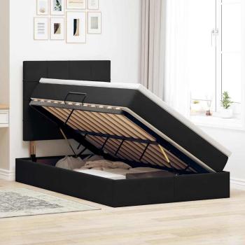 Aufbewahrungsbett mit Matratze Schwarz 120 x 200 cm Samt