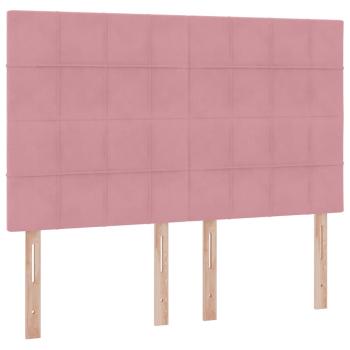 Bett mit Stauraum und LED mit Matratze Rosa 140 x 190 cm Samt