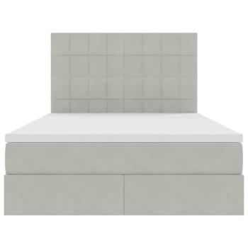 Bett mit Stauraum und LED Hellgrau 140 x 200 cm Samt