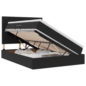 ARDEBO.de - Bett mit Stauraum und LED Schwarz 140 x 200 cm Samt