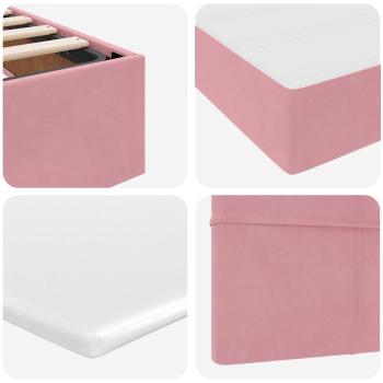 ARDEBO.de - Bett mit Stauraum und LED mit Matratze Rosa 140 x 200 cm Samt