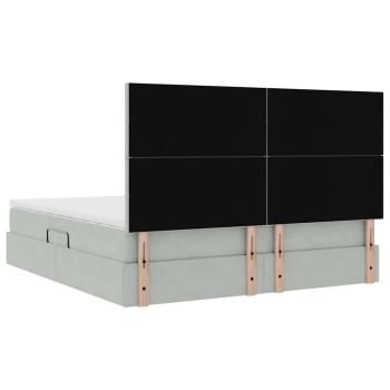 Bett mit Stauraum und LED Hellgrau 180 x 200 cm Samt