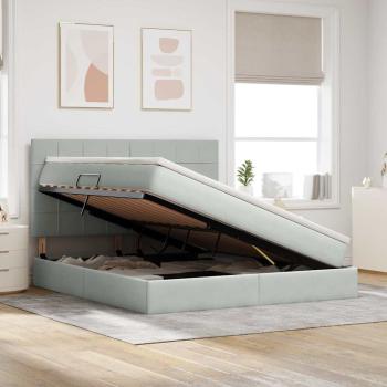 Bett mit Stauraum und LED Hellgrau 180 x 200 cm Samt