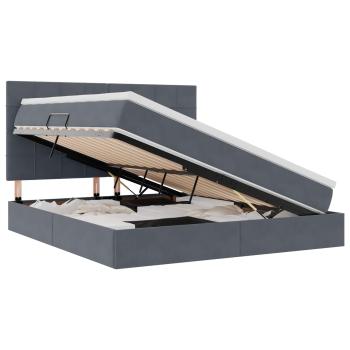 Bett mit Stauraum und LED Dunkelgrau 180 x 200 cm Samt