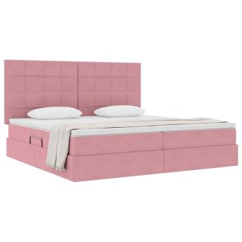 Bett mit Stauraum und LED mit Matratze Rosa 200 x 200 cm Samt
