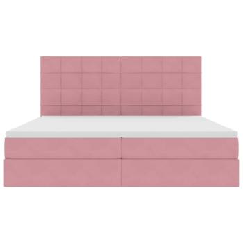 Bett mit Stauraum und LED mit Matratze Rosa 200 x 200 cm Samt