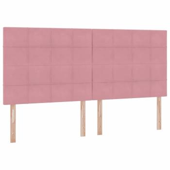 Bett mit Stauraum und LED mit Matratze Rosa 200 x 200 cm Samt