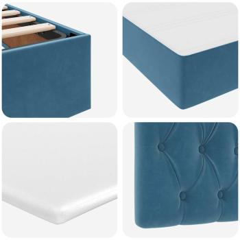 Bett mit Stauraum und LED mit Matratze Blau 120 x 190 cm Samt