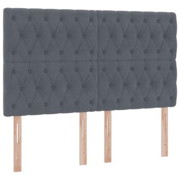 Bett mit Stauraum und LED Dunkelgrau 140 x 200 cm Samt