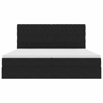 Bett mit Stauraum und LED Schwarz 200 x 200 cm Samt