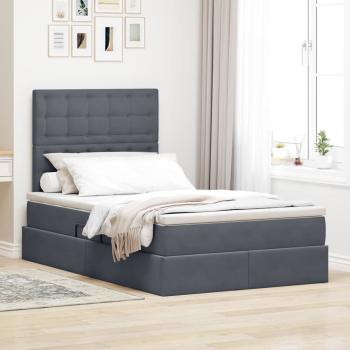 ARDEBO.de - Bett mit Stauraum und LED Dunkelgrau 120 x 190 cm Samt
