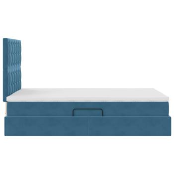 ARDEBO.de - Bett mit Stauraum und LED mit Matratze Blau 120 x 190 cm Samt