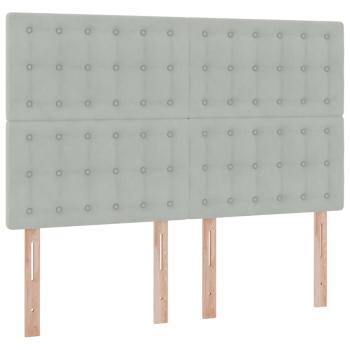 Bett mit Stauraum und LED Hellgrau 140 x 190 cm Samt