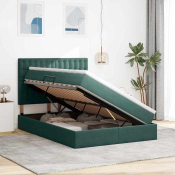 ARDEBO.de - Bett mit Stauraum und LED Dunkelgrün 140 x 190 cm Samt