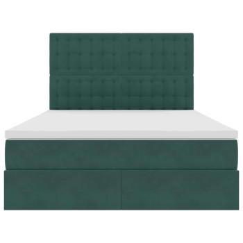 Bett mit Stauraum und LED Dunkelgrün 140 x 190 cm Samt