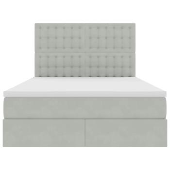 Bett mit Stauraum und LED Hellgrau 140 x 200 cm Samt