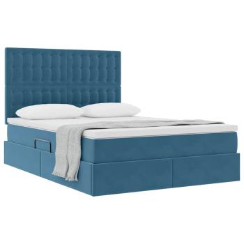 ARDEBO.de - Bett mit Stauraum und LED Dunkelblau 140 x 200 cm Samt