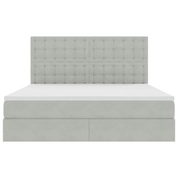 Bett mit Stauraum und LED Hellgrau 180 x 200 cm Samt