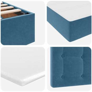 Bett mit Stauraum und LED Dunkelblau 180 x 200 cm Samt