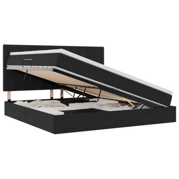 Bett mit Stauraum und LED Schwarz 200 x 200 cm Samt