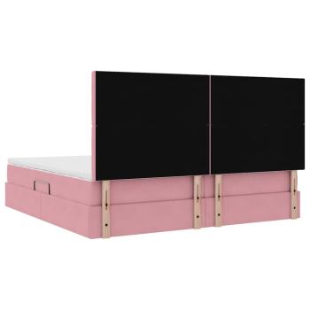 Bett mit Stauraum und LED mit Matratze Rosa 200 x 200 cm Samt