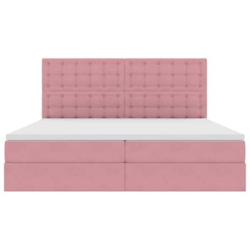 Bett mit Stauraum und LED mit Matratze Rosa 200 x 200 cm Samt