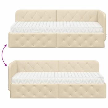 Eckbettgestell mit Matratze Creme 80 x 200 cm Stoff